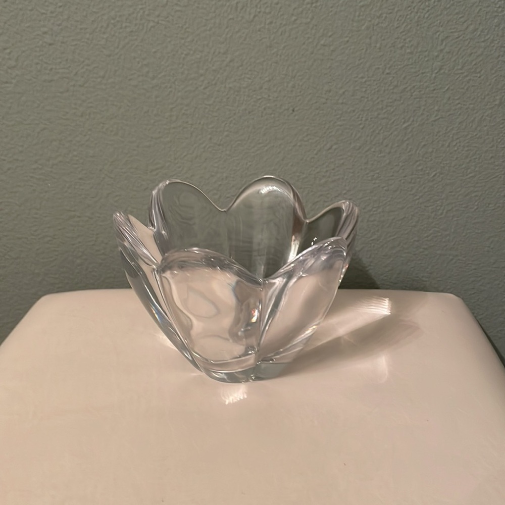 Clear crystal glass flower petal bowl vase candy dish